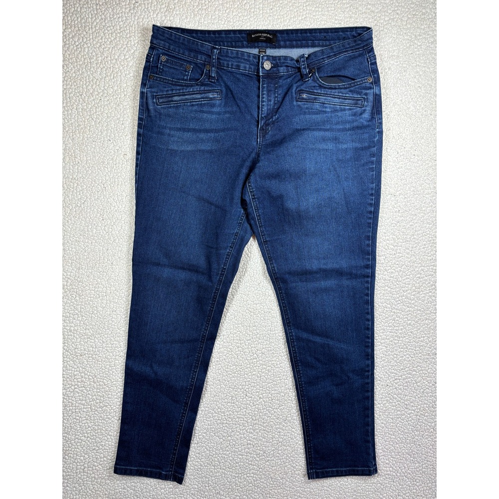 Banana Republic Womens Jeans 32 14R Legging Dark Moto Skinny Stretch Mid Rise